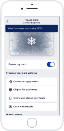 Your card will be frozen.