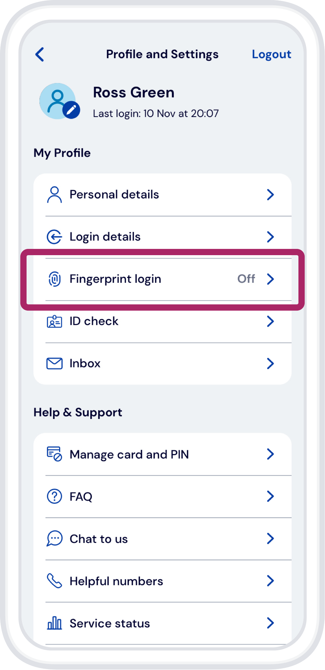 Tag fingerprint login