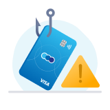 A hooked TSB current account card with an alert warning