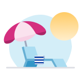 Illustrated sun lounger with a sun