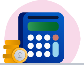 Calculator and a stack of pound coins