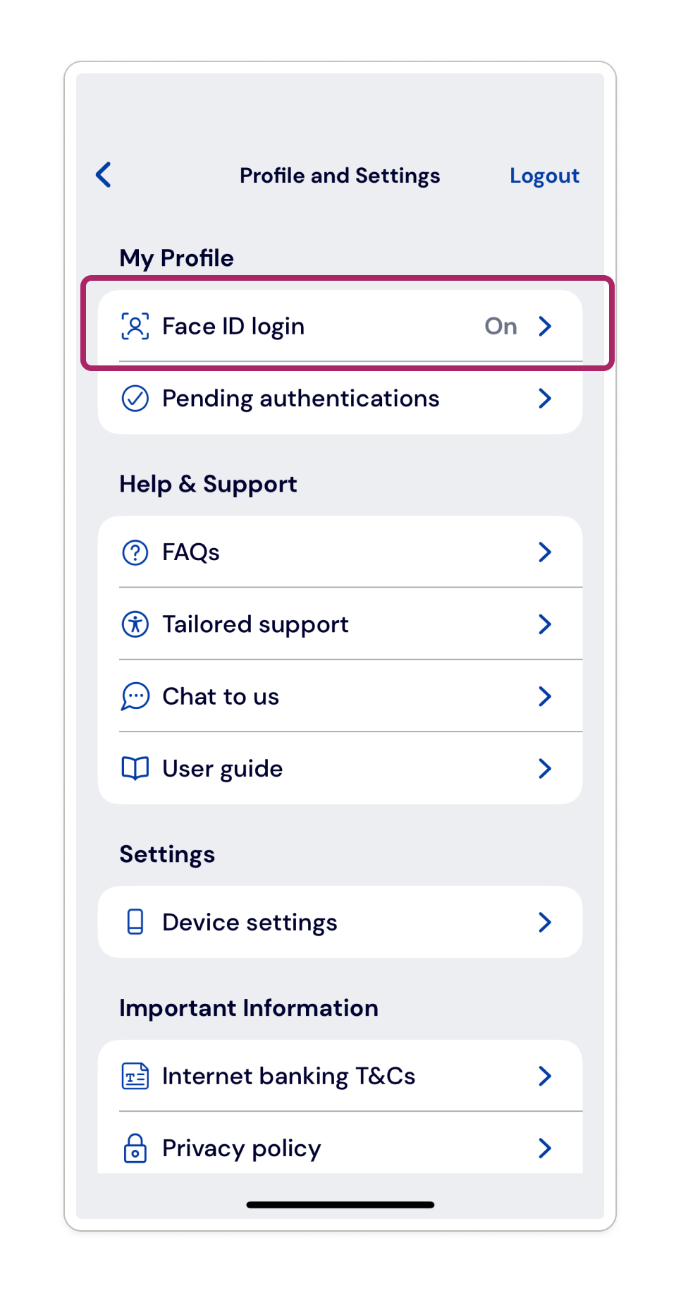 Tap ‘Fingerprint login’ or ‘Face ID login’ (depending on your device).