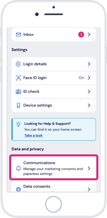 Tap ‘Communications’ Tap ‘Communications’